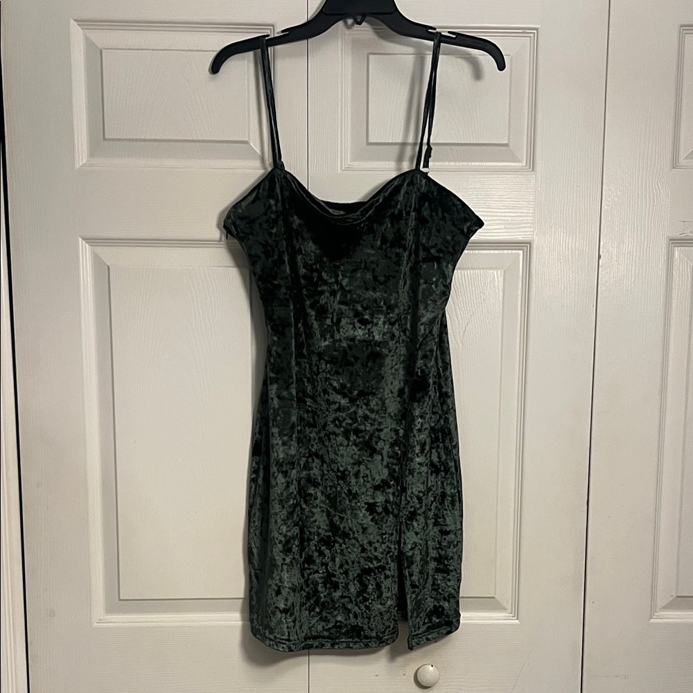 BuffBunny Velvet Mini Dress in Deep Green